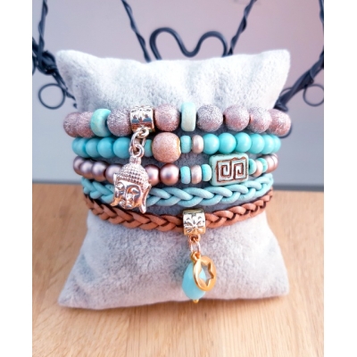 armband in mint met champagne goud